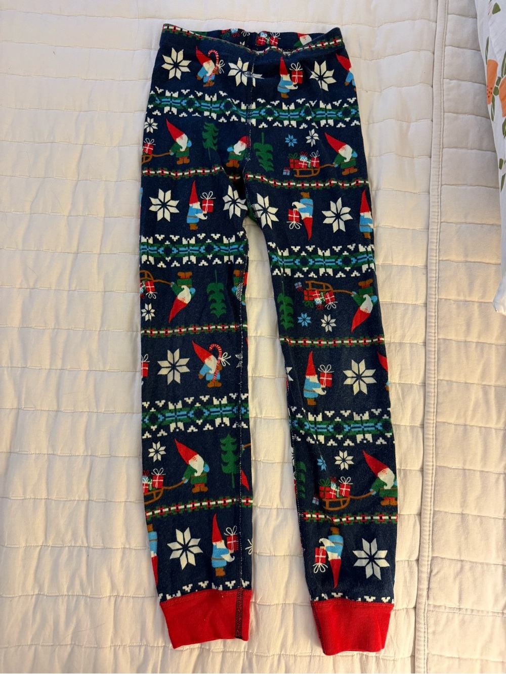 Classic Hanna Andersson Christmas Gnome Pajama Pants, kids size 6-7 EUC